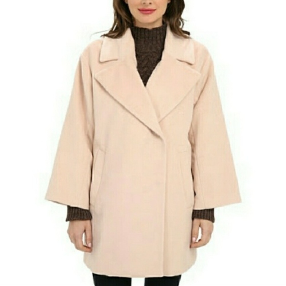 Vince Camuto pea coat 3/4 sleeve warm cream women's size Medium (D6)